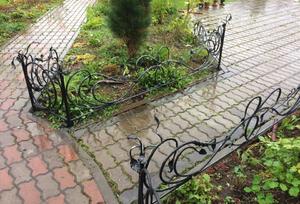 Кованый забор для палисадника с элементом «червонка» , листьями и цветами - фото 8