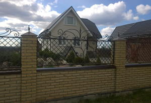 Кованый забор с  навершием, элементом «корзинка» и решеткой - фото 7
