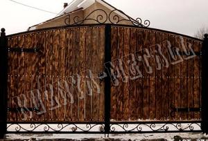 Кованые ворота в стиле шале - фото 37