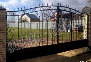 Кованые ворота в стиле прованс с калиткой - фото 56