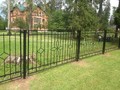Кованый забор с двойным рядом наверший и гладкими прутками - фото