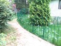 Кованый забор для палисадника с навершиями в виде спиралей - фото